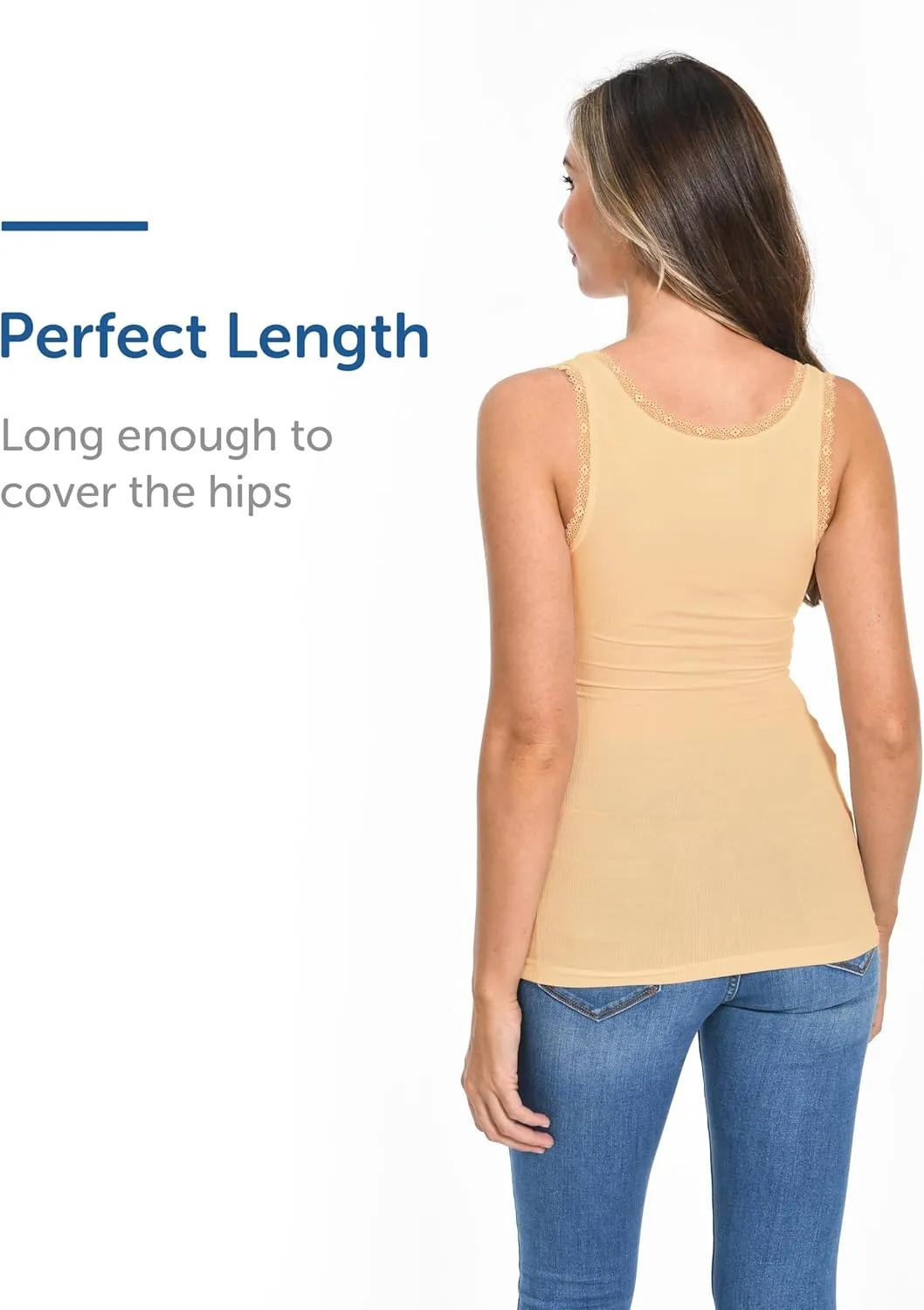Comfneat Women's 3-Pack Sleepwear Lace Trim Tank Tops Stretchy Undershirts