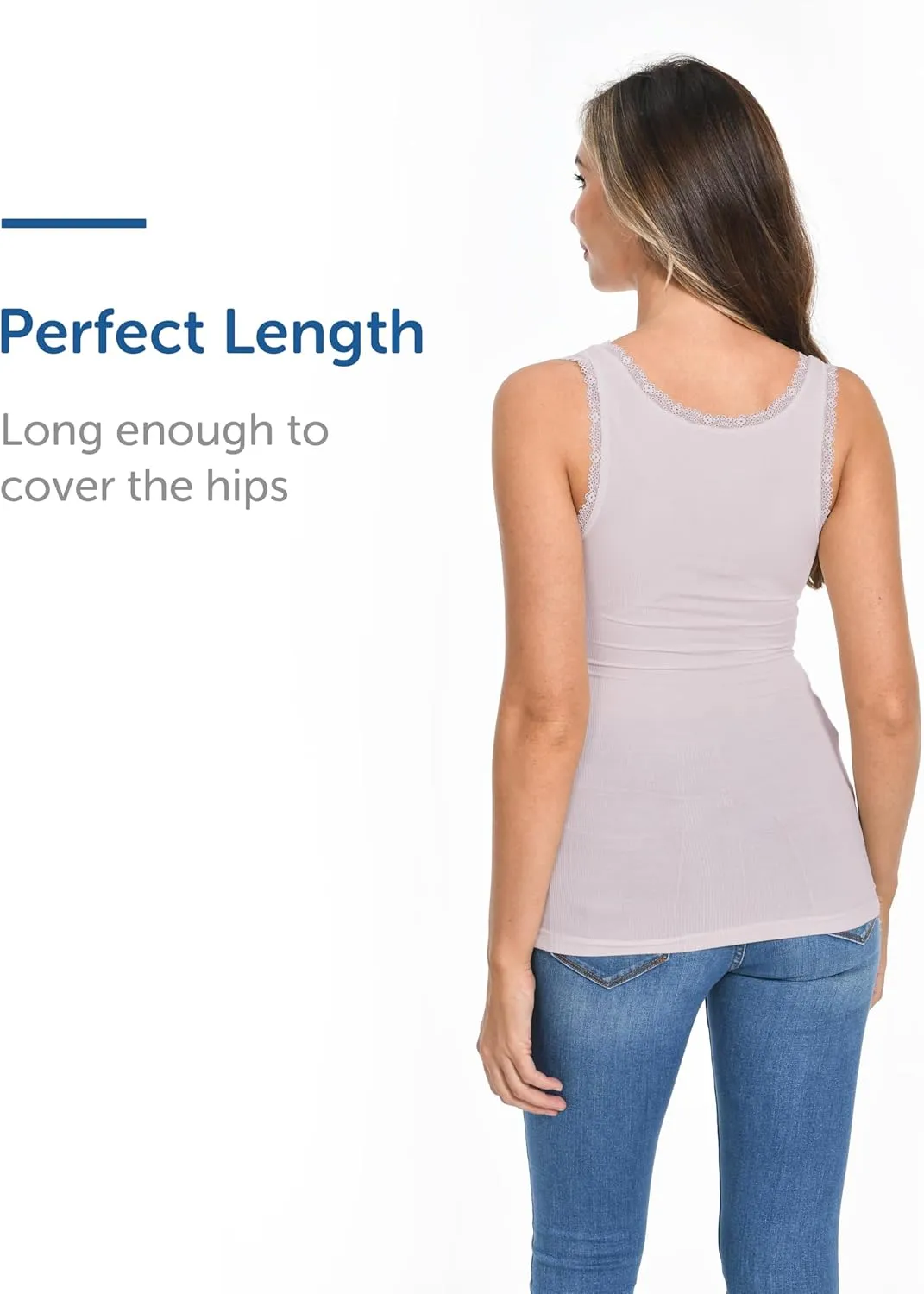 Comfneat Women's 3-Pack Sleepwear Lace Trim Tank Tops Stretchy Undershirts