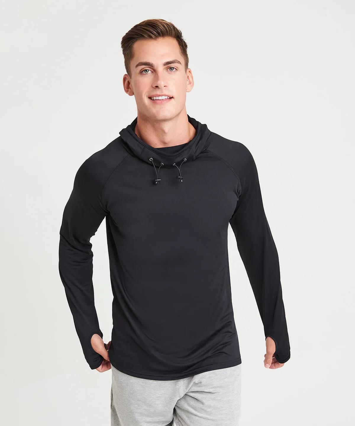 Cool cowl neck top | Black Slate Melange