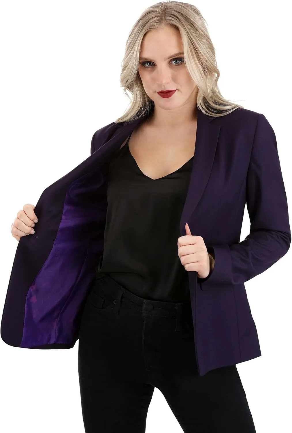 Dark Knight Joker Women's Blazer with Printed Satin Lining and Functional Pockets - Officially Licensed