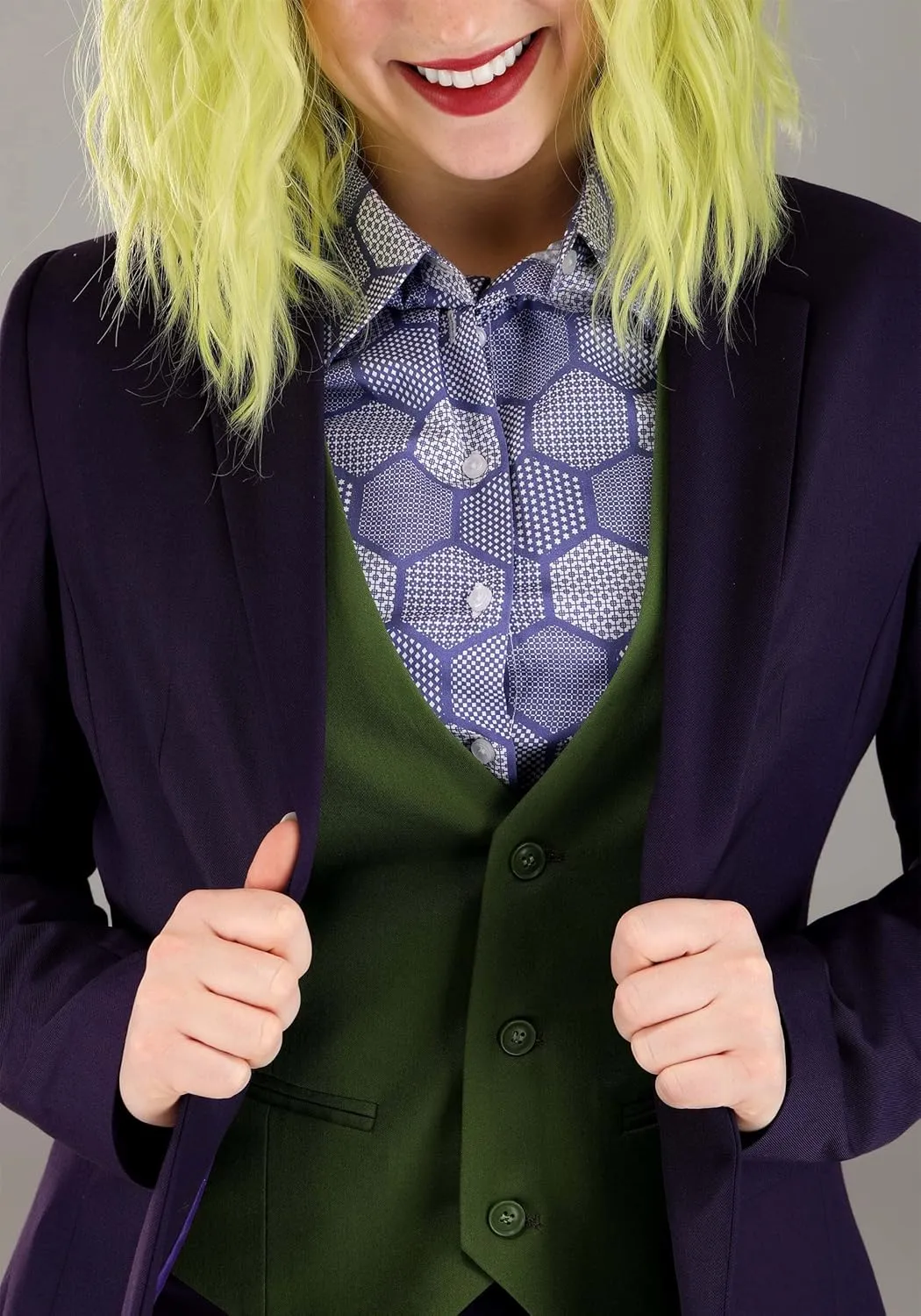 Dark Knight Joker Women's Blazer with Printed Satin Lining and Functional Pockets - Officially Licensed