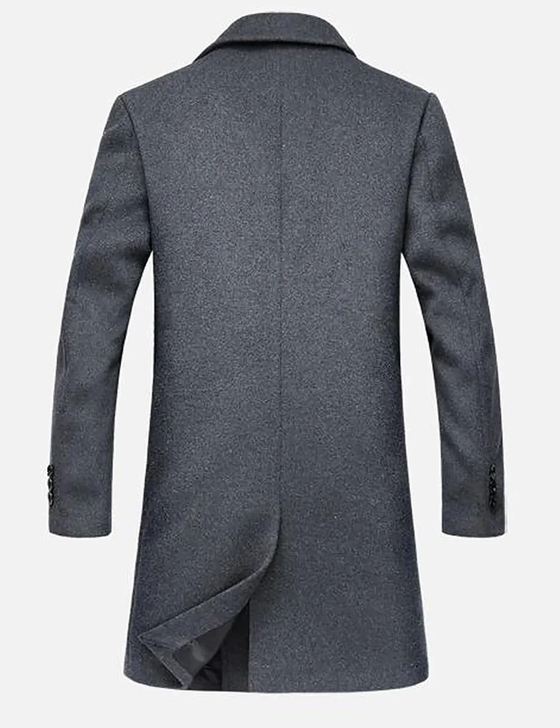 FTCayanz Men's Wool Trench Coat Winter Slim Fit Business Top Coat Single Breasted Overcoat
