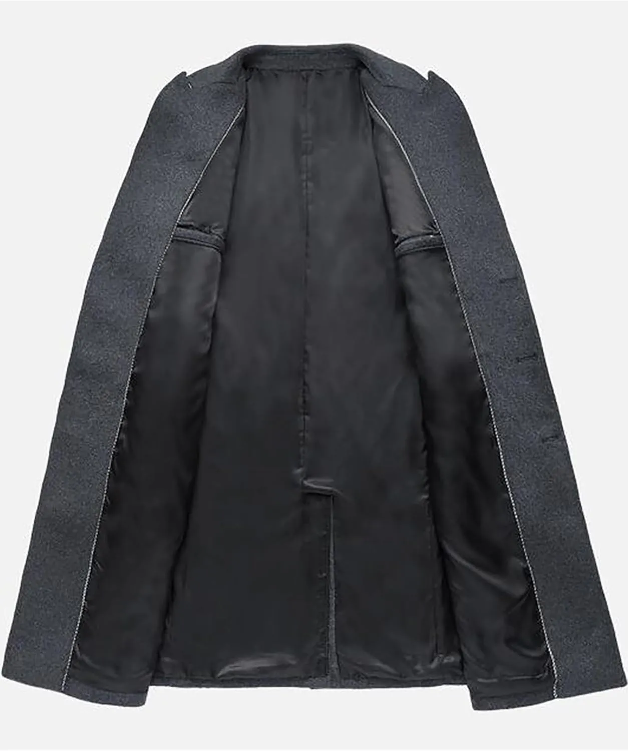 FTCayanz Men's Wool Trench Coat Winter Slim Fit Business Top Coat Single Breasted Overcoat