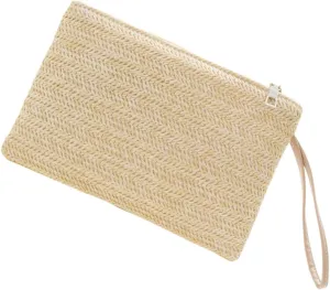 Handmade Woven Beach Bag Portable Coin Purse for Women Multi Functional Wallet for Cards Change for Outdoor Use Stylish Straw Design