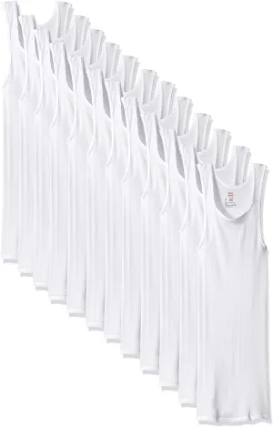 Hanes Men's Cotton Tank Undershirts 12-Pack
