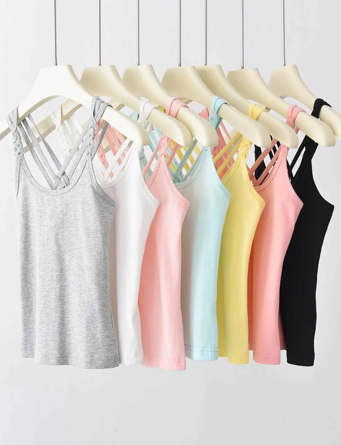 Happy Cherry Girls Sleeveless Tank Top Stretch Undershirts Basic Cami Camisole 3 Pack