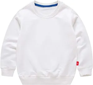 HAXICO Unisex Kids Solid Cotton Thin Pullover Sweatshirt T-Shirt Toddler Baby Crewneck Long Sleeve Tshirts Tops Blouse