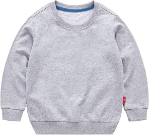 HAXICO Unisex Kids Solid Cotton Thin Pullover Sweatshirt T-Shirt Toddler Baby Crewneck Long Sleeve Tshirts Tops Blouse