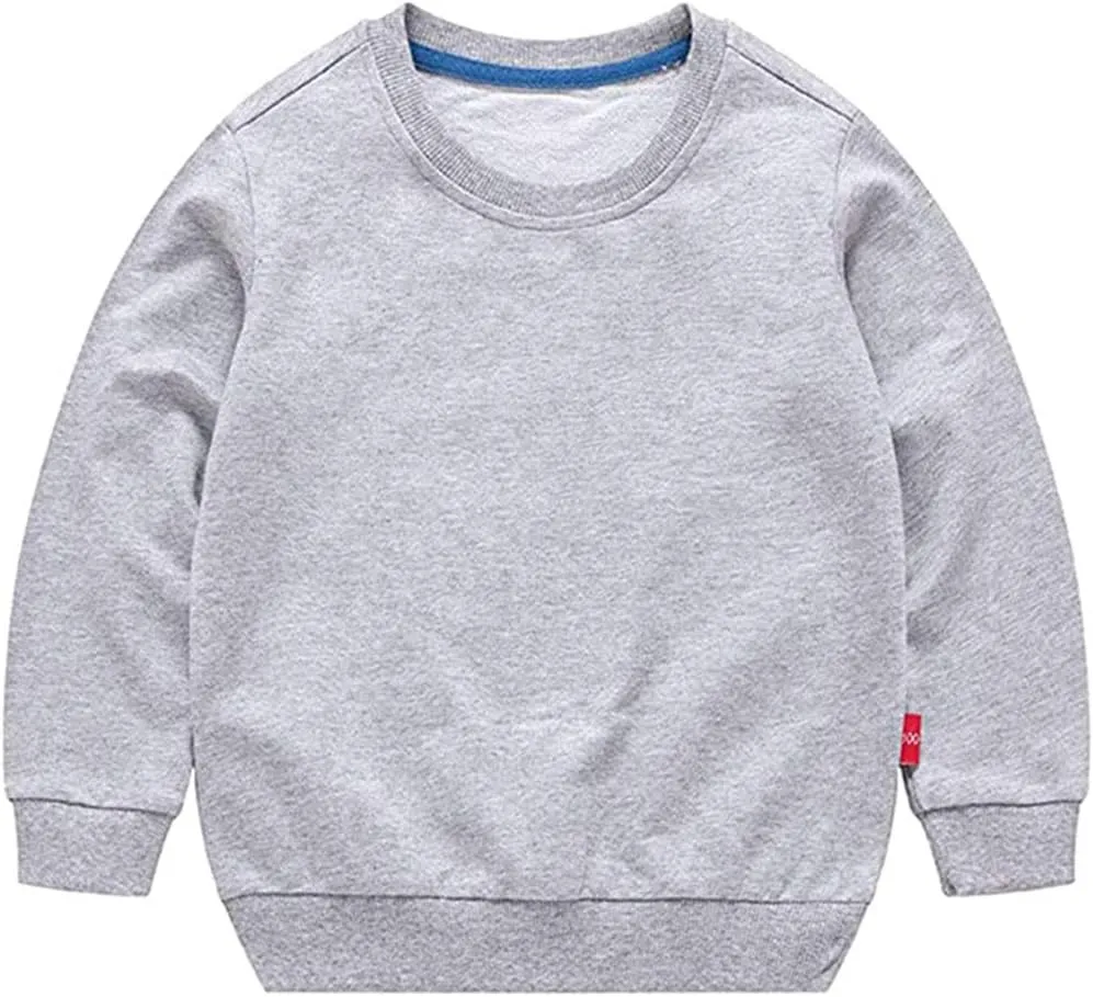 HAXICO Unisex Kids Solid Cotton Thin Pullover Sweatshirt T-Shirt Toddler Baby Crewneck Long Sleeve Tshirts Tops Blouse
