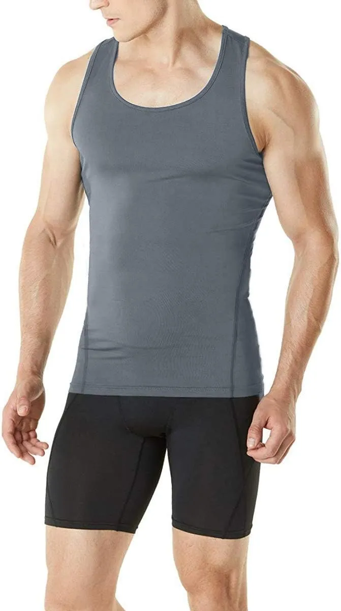 HIBETY Men's 3 or 5 Pack Sleeveless Compression Tank Top, Base Layer Cool Dry Compression Shirts Muscle Gym Tank Tops