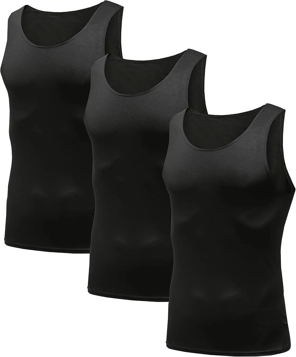 HIBETY Men's 3 or 5 Pack Sleeveless Compression Tank Top, Base Layer Cool Dry Compression Shirts Muscle Gym Tank Tops
