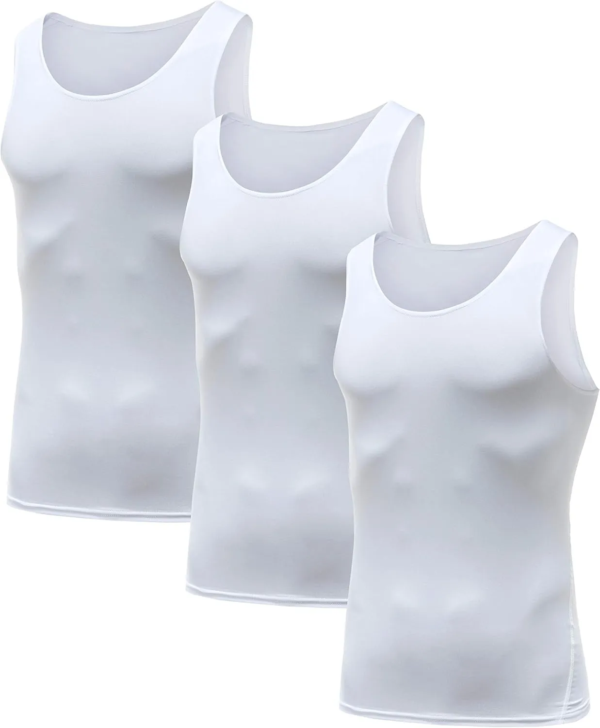 HIBETY Men's 3 or 5 Pack Sleeveless Compression Tank Top, Base Layer Cool Dry Compression Shirts Muscle Gym Tank Tops