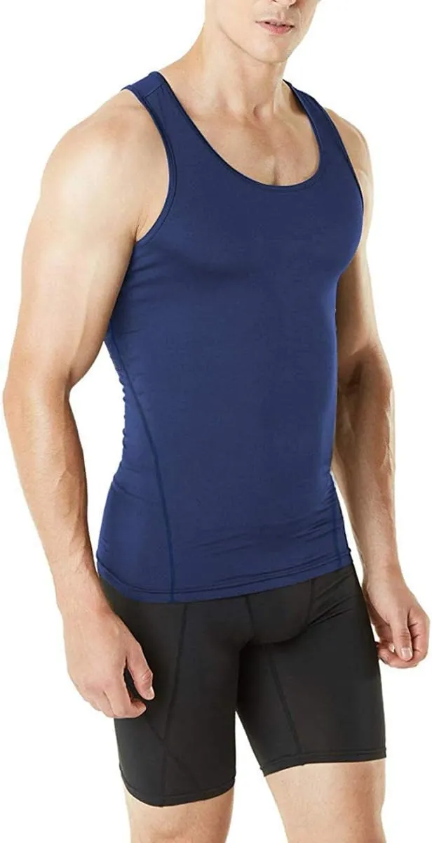 HIBETY Men's 3 or 5 Pack Sleeveless Compression Tank Top, Base Layer Cool Dry Compression Shirts Muscle Gym Tank Tops