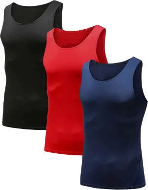 HIBETY Men's 3 or 5 Pack Sleeveless Compression Tank Top, Base Layer Cool Dry Compression Shirts Muscle Gym Tank Tops