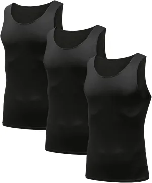 HIBETY Men's 3 or 5 Pack Sleeveless Compression Tank Top, Base Layer Cool Dry Compression Shirts Muscle Gym Tank Tops