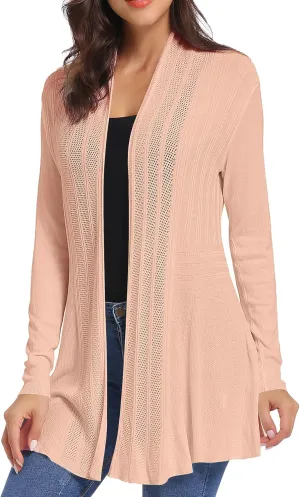 iClosam Women Open Front Cardigans Long Sleeve Lightweight Knit Cardigan Sweater