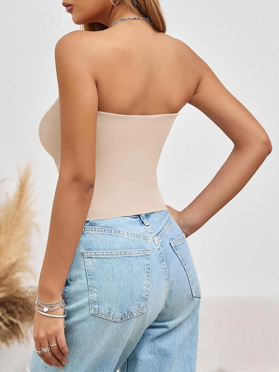 Imily Bela Womens Summer Tube Tops Strapless No Pad Clubwear Y2K Going Out Stretchy Basic Casual Cami Tops