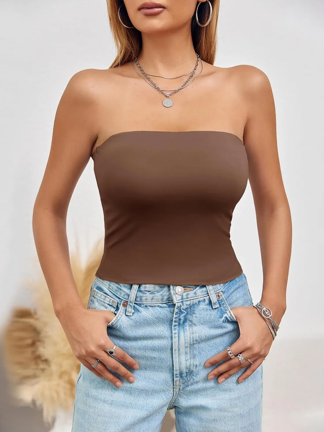 Imily Bela Womens Summer Tube Tops Strapless No Pad Clubwear Y2K Going Out Stretchy Basic Casual Cami Tops