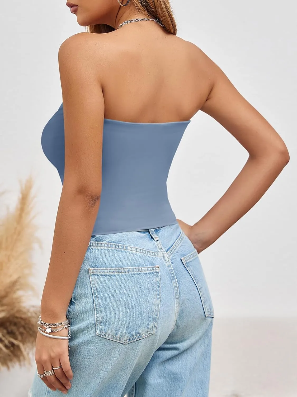 Imily Bela Womens Summer Tube Tops Strapless No Pad Clubwear Y2K Going Out Stretchy Basic Casual Cami Tops