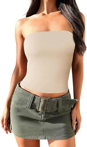 Imily Bela Womens Summer Tube Tops Strapless No Pad Clubwear Y2K Going Out Stretchy Basic Casual Cami Tops
