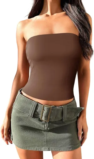 Imily Bela Womens Summer Tube Tops Strapless No Pad Clubwear Y2K Going Out Stretchy Basic Casual Cami Tops