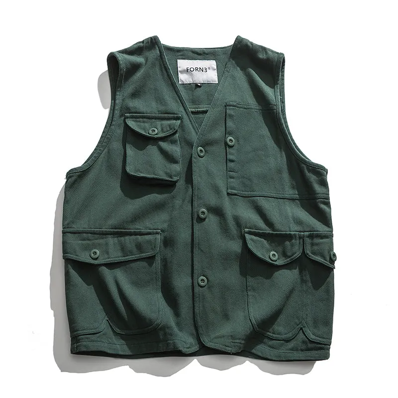 Japanese Retro Multi-pocket Tool Vest