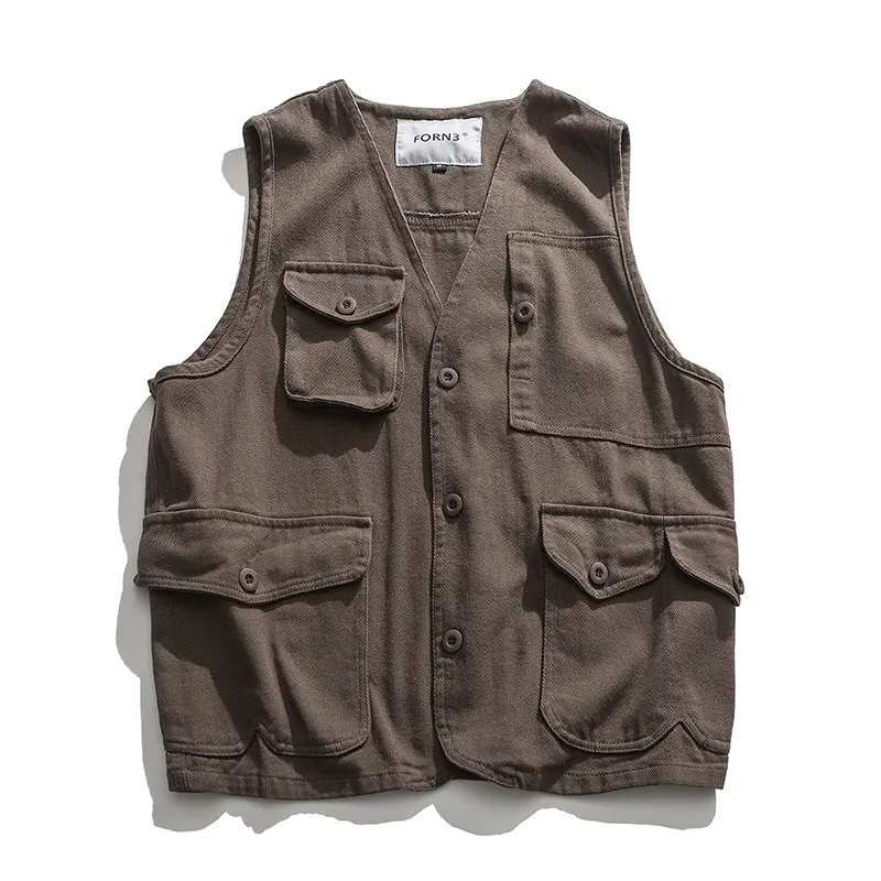 Japanese Retro Multi-pocket Tool Vest