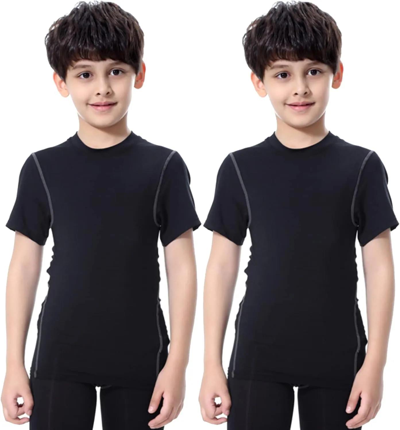 LANDUNSI 1~3 Pack Youth Boys Compression Shirt Athletic Short Sleeve Baseball Undershirt Soccer Sports Base Layer Top