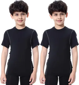 LANDUNSI 1~3 Pack Youth Boys Compression Shirt Athletic Short Sleeve Baseball Undershirt Soccer Sports Base Layer Top