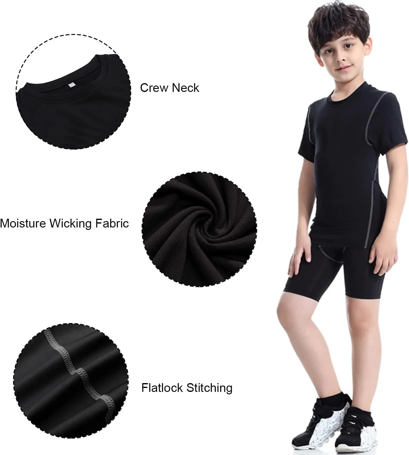 LANDUNSI 1~3 Pack Youth Boys Compression Shirt Athletic Short Sleeve Baseball Undershirt Soccer Sports Base Layer Top