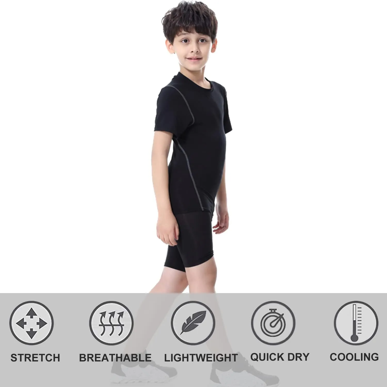 LANDUNSI 1~3 Pack Youth Boys Compression Shirt Athletic Short Sleeve Baseball Undershirt Soccer Sports Base Layer Top