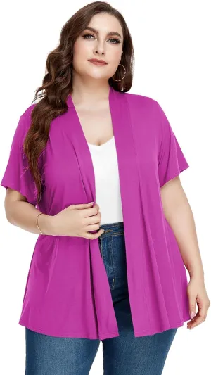 LARACE Short Sleeve Cardigans for Womens Summer Tops Casual Plus Size Open Front Lightweight Cover Up