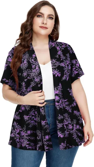 LARACE Short Sleeve Cardigans for Womens Summer Tops Casual Plus Size Open Front Lightweight Cover Up