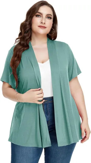 LARACE Short Sleeve Cardigans for Womens Summer Tops Casual Plus Size Open Front Lightweight Cover Up