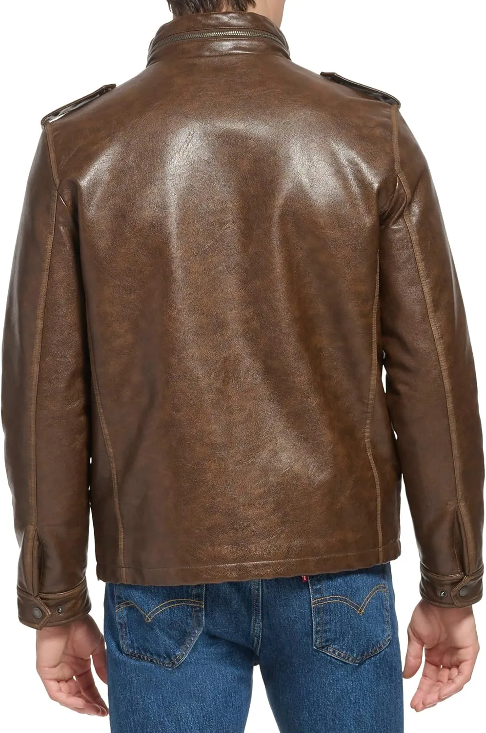 Levi's Mens Vintage Deer Faux Leather Sherpa Military Jacket Big & Tall