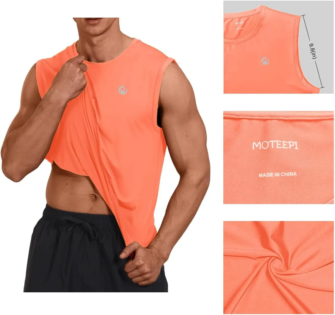 M MOTEEPI Mens Sleeveless Muscle Shirts Workout Athletic Gym Tank Tops Quick Dry
