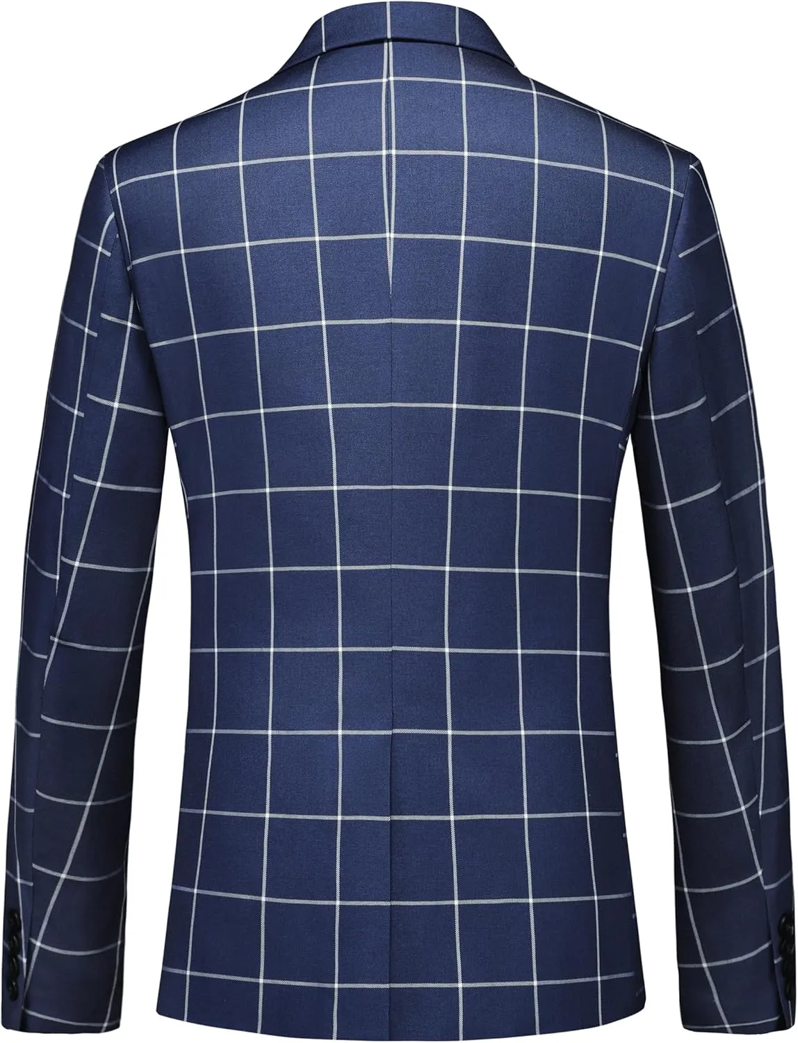 Mens Blazer Plaid Sport Coats One Button Casual Slim Fit Checked Jacket