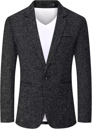 Mens Business Blazer Casual Regular Fit Sport Coat One Button Lightweight Travel Suit Jacket