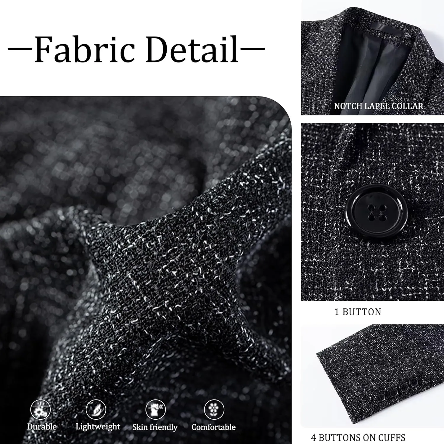 Mens Business Blazer Casual Regular Fit Sport Coat One Button Lightweight Travel Suit Jacket