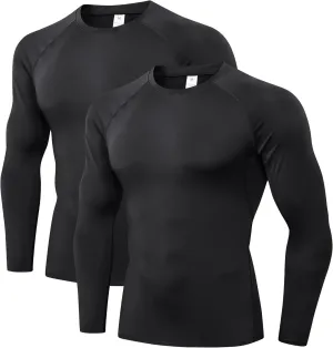 Men's Compression Shirts Long Sleeve Athletic T Shirt Workout Cool Dry Running Tops Gym Undershirts Baselayers 1/2 Pack