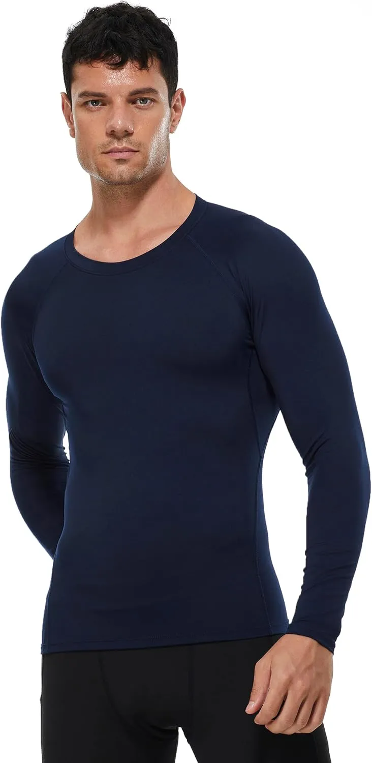 Men's Compression Shirts Long Sleeve Athletic T Shirt Workout Cool Dry Running Tops Gym Undershirts Baselayers 1/2 Pack