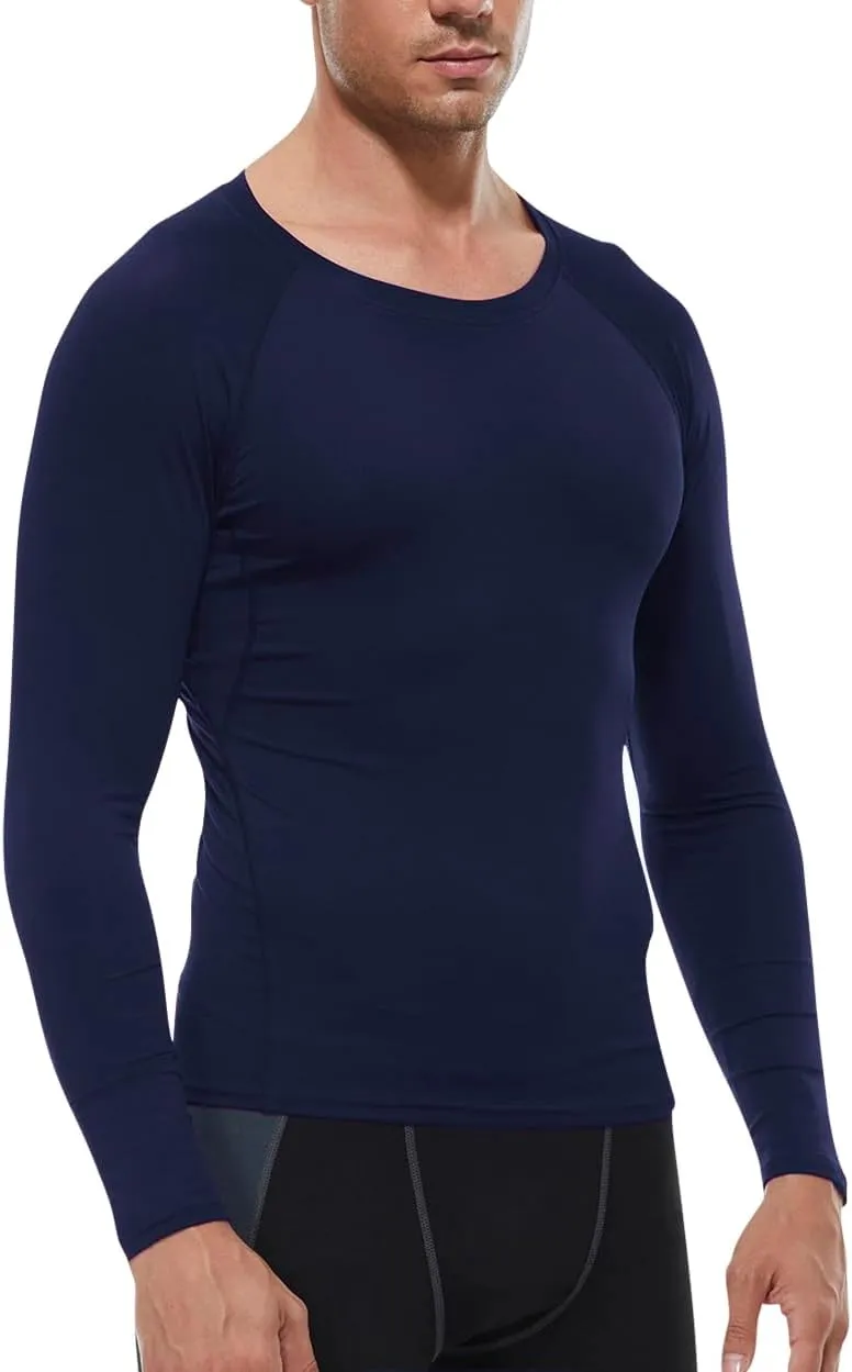 Men's Compression Shirts Long Sleeve Athletic T Shirt Workout Cool Dry Running Tops Gym Undershirts Baselayers 1/2 Pack