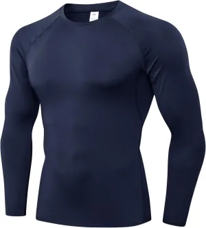 Men's Compression Shirts Long Sleeve Athletic T Shirt Workout Cool Dry Running Tops Gym Undershirts Baselayers 1/2 Pack