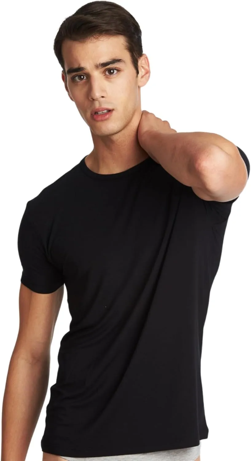 Men's V-Neck Undershirts, Ultra-Soft, Lightweight, Breathable, 3 Pack, Multicolor