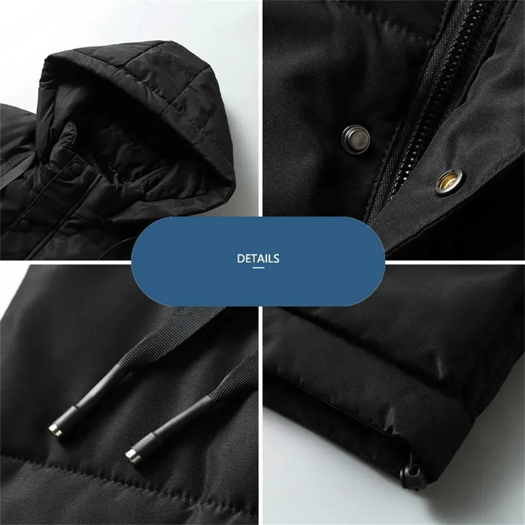 Men's Winter Sleeveles Jackets Hooded Thick Warm Cotton Padded Vests Coat With Big Pockets