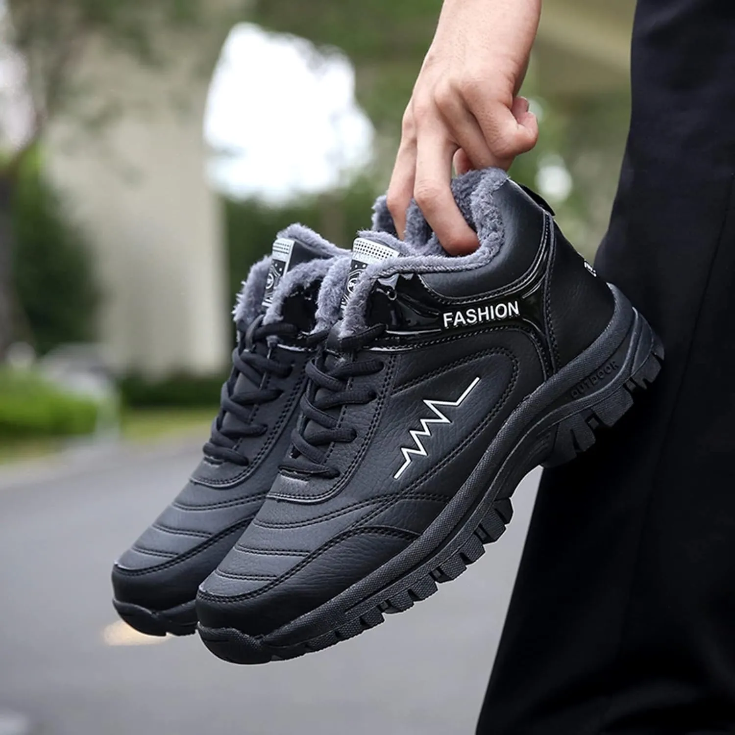 Men's Work Boots Soft Toe Hiking Sneakers Warm Fur Lined Womens Workout Shoes Winter Winter Backpacking Snow Botas Warm Water Hike Grounded Footwear