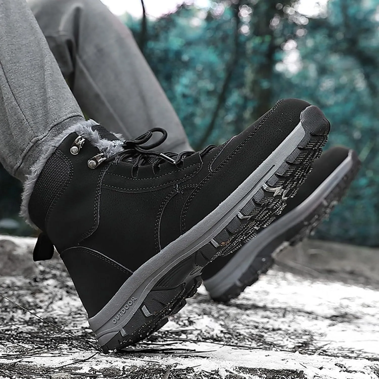 Men's Work Boots Steel Toe Hiking Sneakers Fur Lined Ankle Boot Women's Safety Toe Shoes Nonslip Non Slip Shoes Food Service Waterproof Hike Grounded Footwear