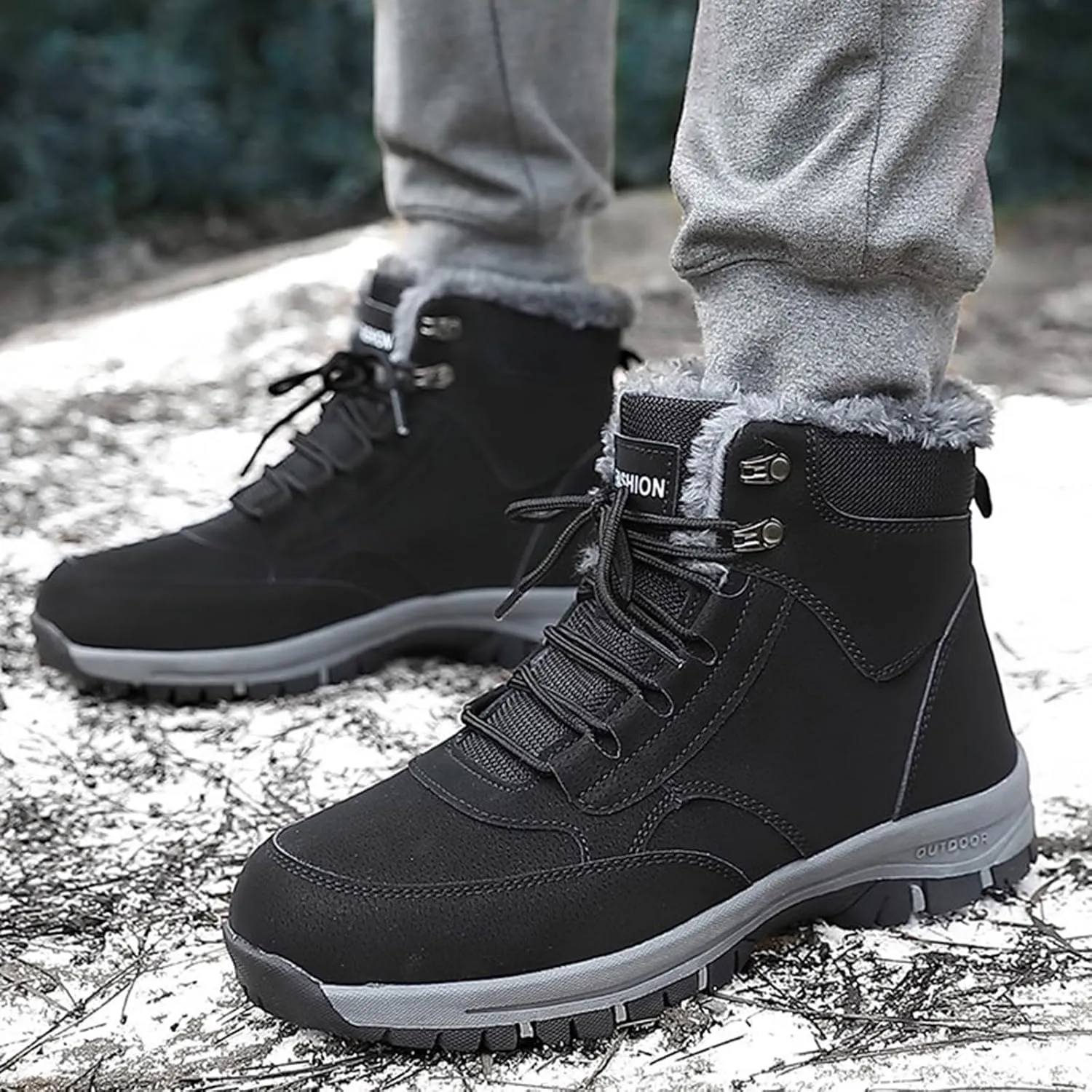 Men's Work Boots Steel Toe Hiking Sneakers Fur Lined Ankle Boot Women's Safety Toe Shoes Nonslip Non Slip Shoes Food Service Waterproof Hike Grounded Footwear