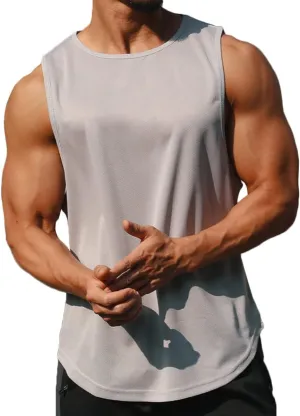 Mens Workout Muscle Tanks Gym Vest Fitness Jogging Sports Mesh Cool Tank Tops Quick-Dry T52T53