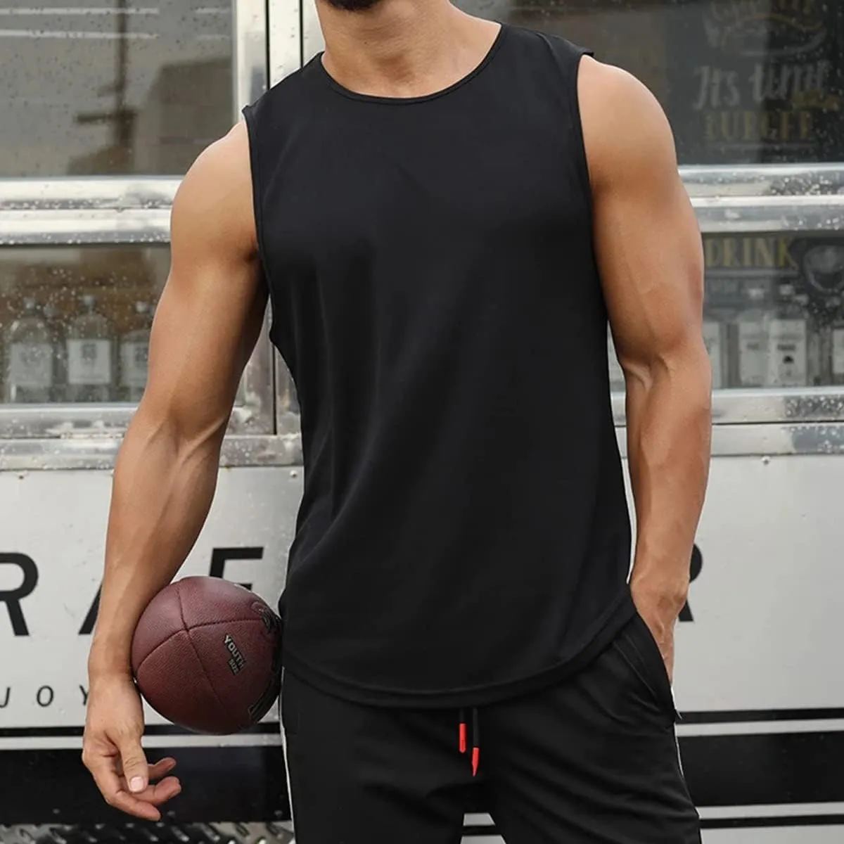 Mens Workout Muscle Tanks Gym Vest Fitness Jogging Sports Mesh Cool Tank Tops Quick-Dry T52T53